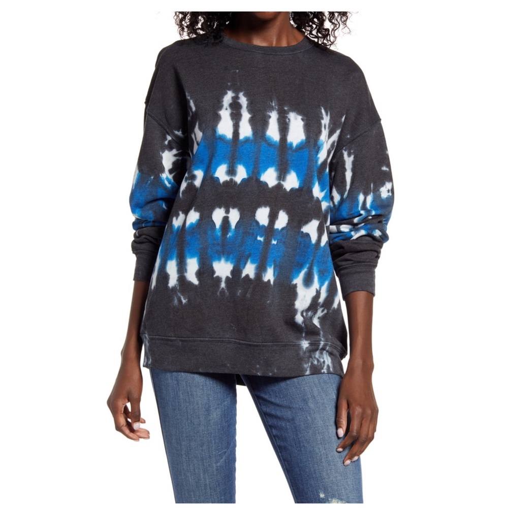 Treasure & Bond Treasure & Bond Tie Dye Cotton
Blend Sweatshirt Grey and Blue